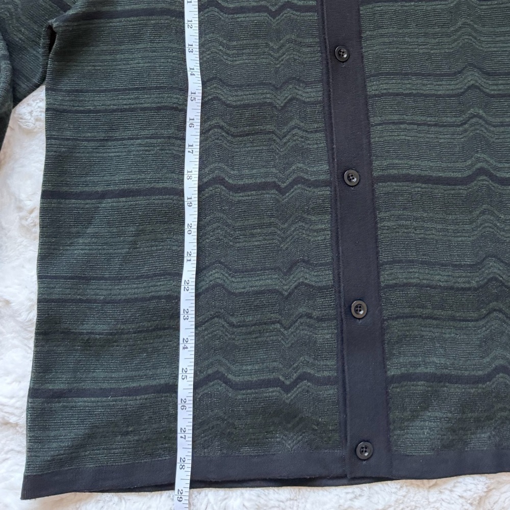 Mr P. Wool - Jacquard Green and Black Cardigan Sweater-Made in Italy - Picture 12 of 14